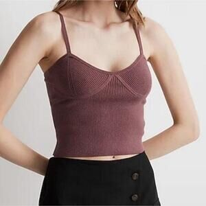 Madewell Corset-Detail Sweater Tank Size Large Pink Ribbed